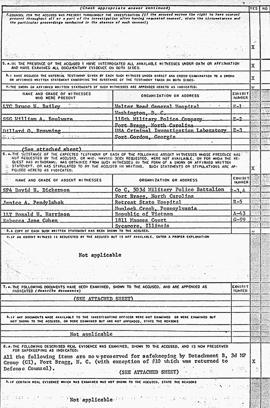 October 13, 1970: Article 32 final report of Col. Warren Rock, p. 2 of 18