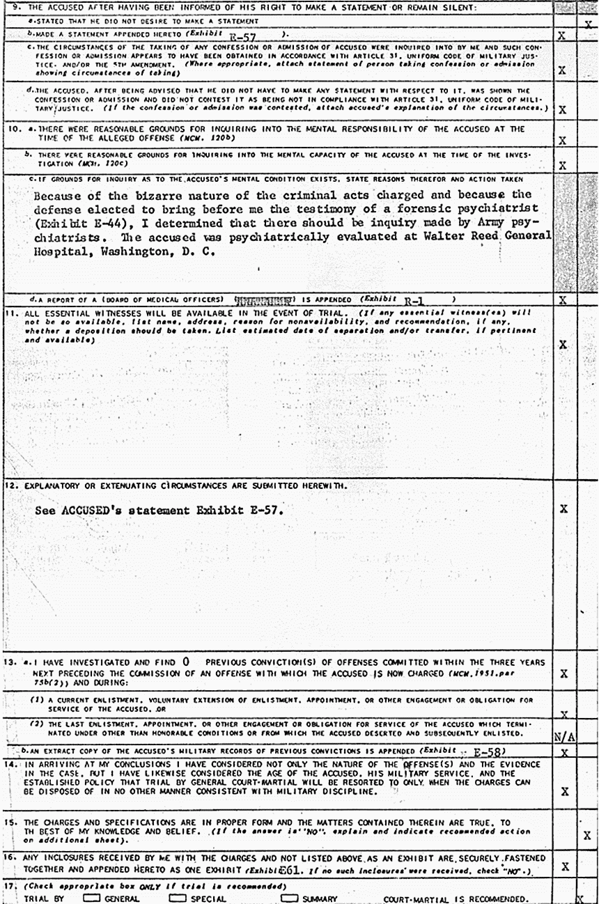 October 13, 1970: Article 32 final report of Col. Warren Rock, p. 3 of 18