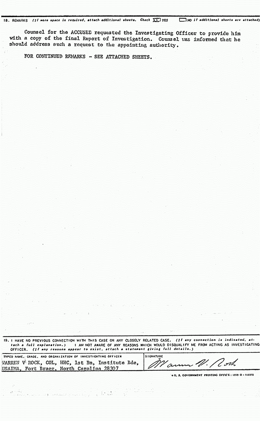 October 13, 1970: Article 32 final report of Col. Warren Rock, p. 4 of 18
