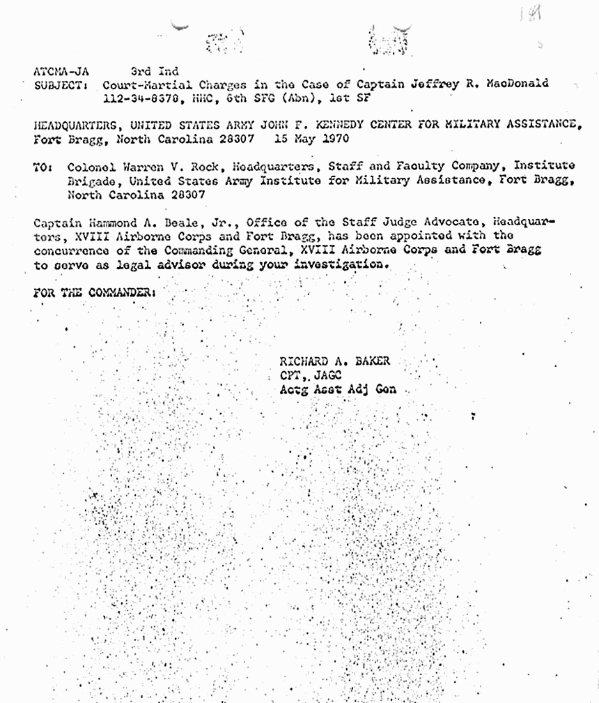 October 13, 1970: Article 32 final report of Col. Warren Rock, p. 18 of 18