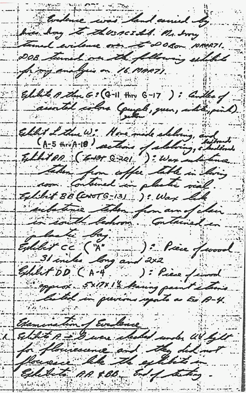 April 1, 1971: Notes of Robert Vogenthaler (CID) re: USACIL Report P-FA-D-C-FP-82-70-R24, p. 2 of 5