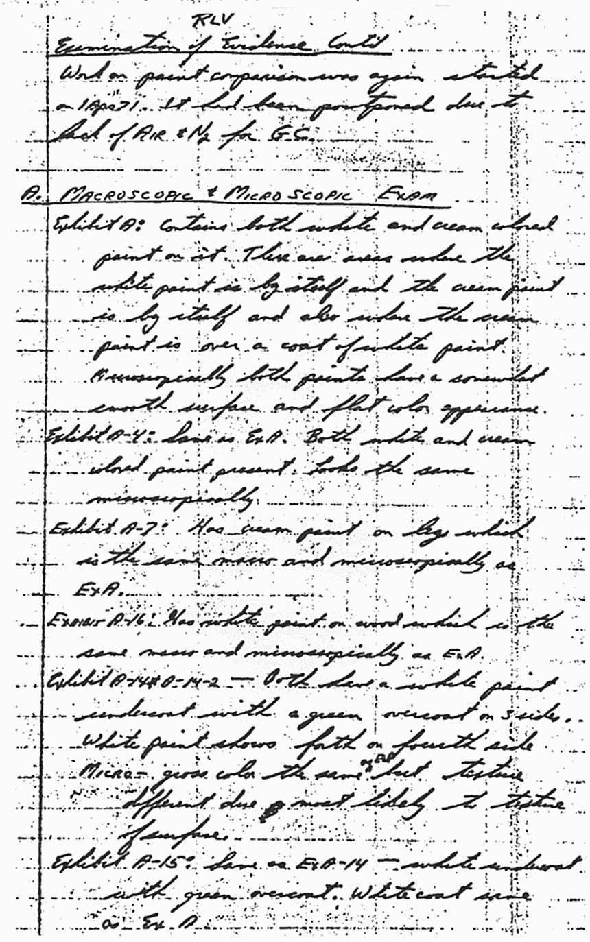 April 1, 1971: Notes of Robert Vogenthaler (CID) re: USACIL Report P-FA-D-C-FP-82-70-R24, p. 3 of 5