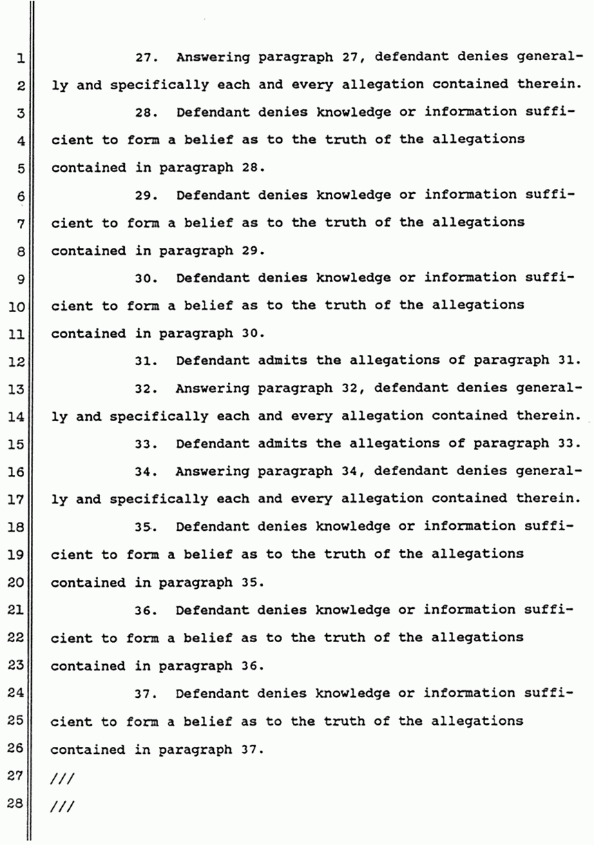 June 1988: Answer of Dorothy MacDonald to Second Amended Complaint of Mildred Kassab to Establish and Enforce Constructive Trust, p. 5 of 10