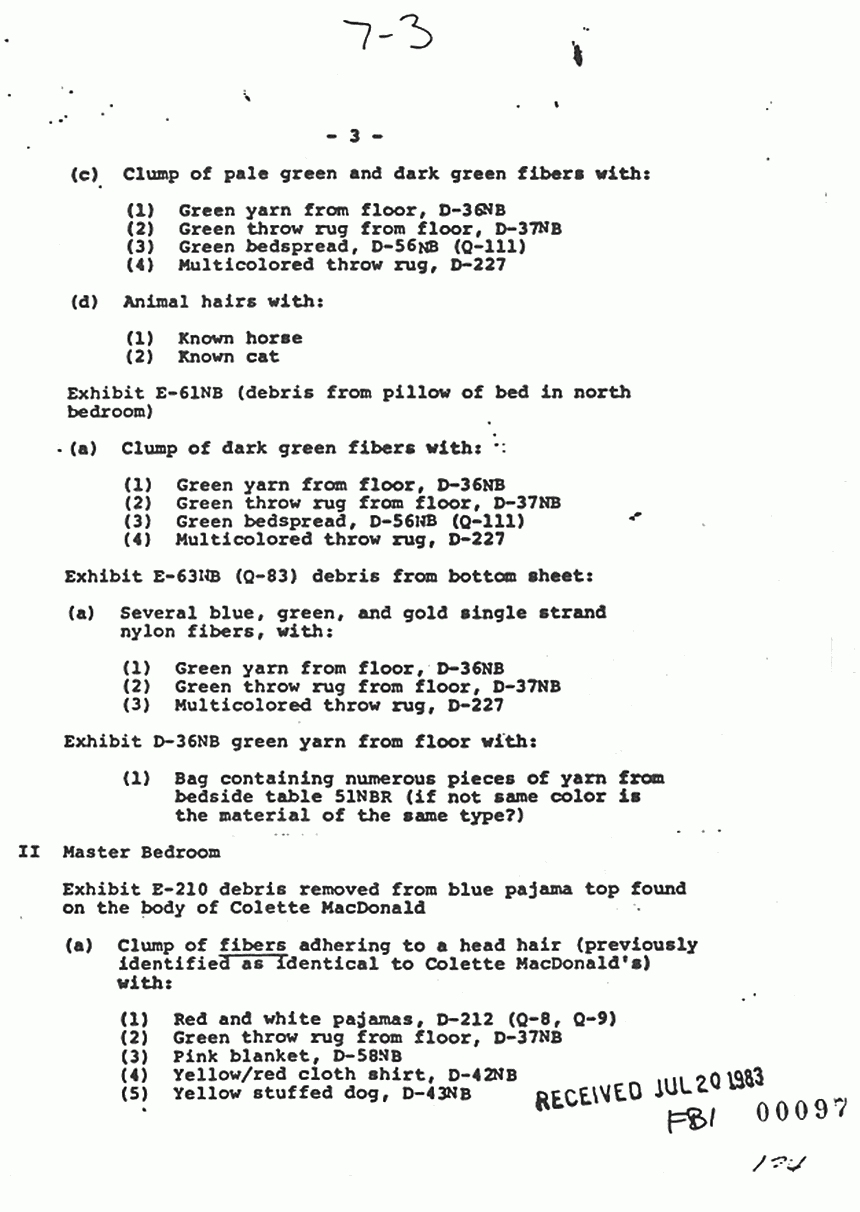 December 14, 1978: Letter from Brian Murtagh to Morris Clark (FBI) re: Request for Additional Microscopic Analysis and Photographic Support to Supplement Nov. 5, 1974 FBI Reports by Paul Stombaugh, p. 3 of 5