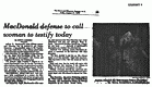 August 17, 1979: Raleigh, N.C. <em>The News and Observer</em> newspaper article: "MacDonald defense to call woman [Helena Stoeckley] to testify today"