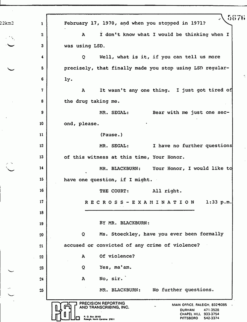 August 17, 1979: Helena Stoeckley, trial p. 5676