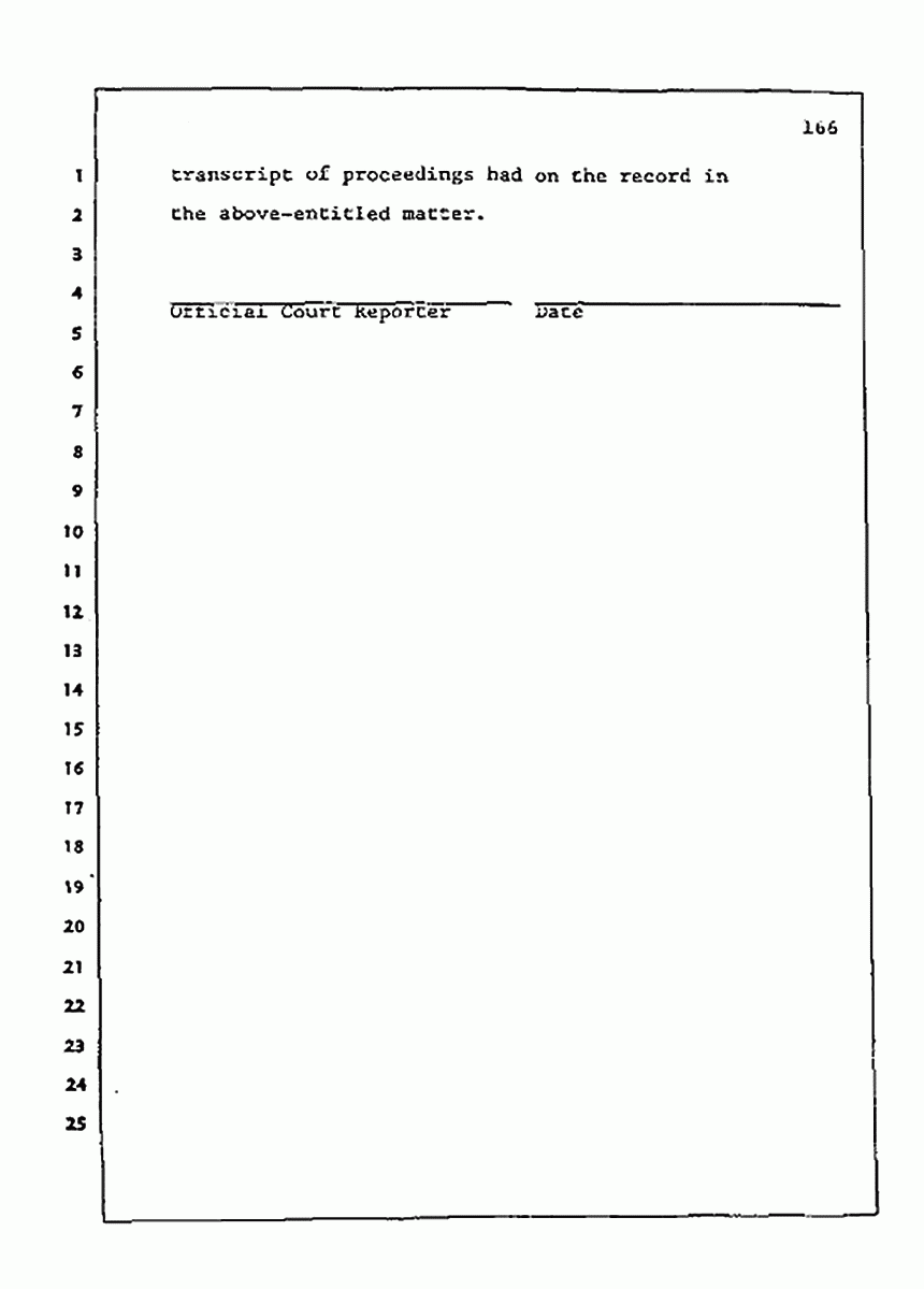 Los Angeles, California Civil Trial<br>Jeffrey MacDonald vs. Joe McGinniss<br><br>July 21, 1987:<br>Plaintiff's Witness: Joe McGinniss, p. 166