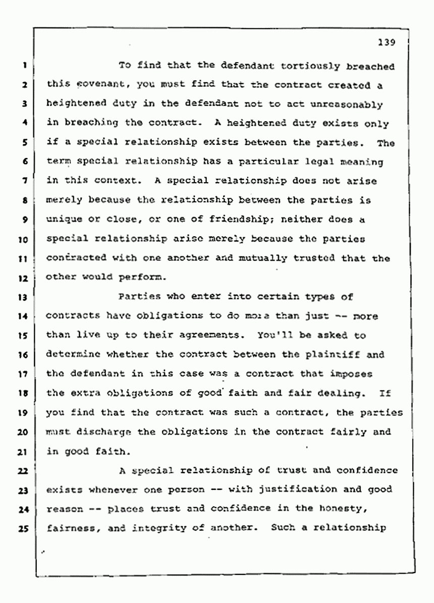 Los Angeles, California Civil Trial<br>Jeffrey MacDonald vs. Joe McGinniss<br><br>August 13, 1987:<br>Jury Instructions, p. 139