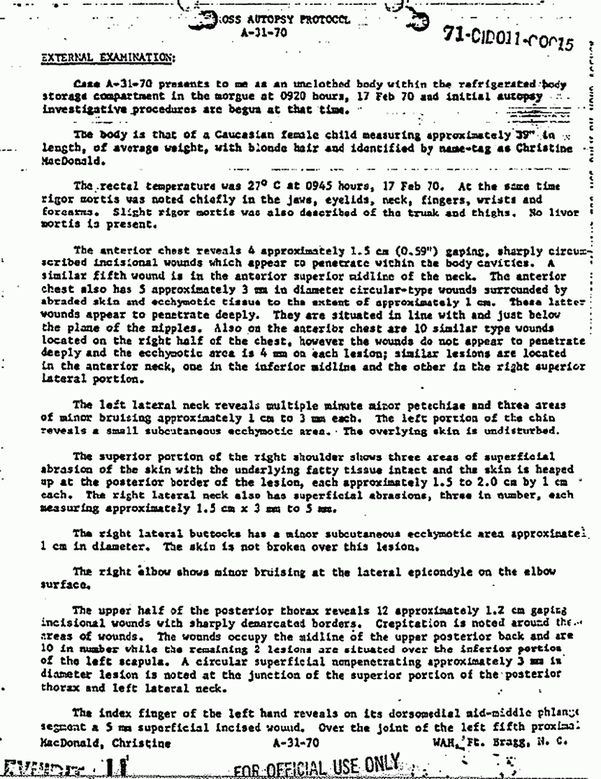 Death certificate and autopsy report of Kristen MacDonald, p. 3 of 14