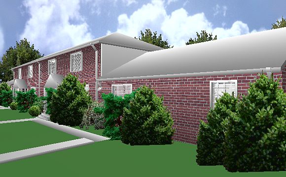 The Jeffrey MacDonald Case: Representation of front view of the Jeffrey MacDonald apartment at 544 Castle Drive, facing northwest