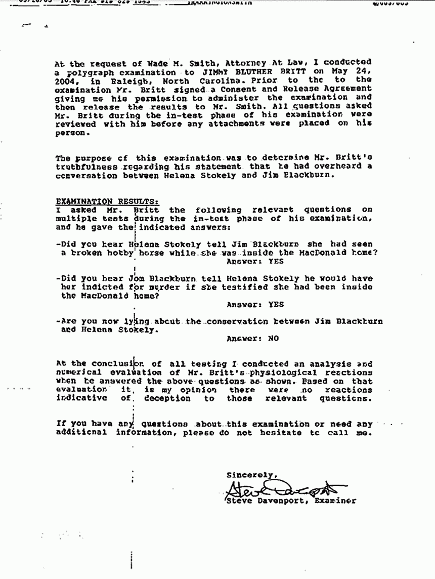 May 24, 2005: Polygraph result of Jimmy Britt, p. 2 of 2