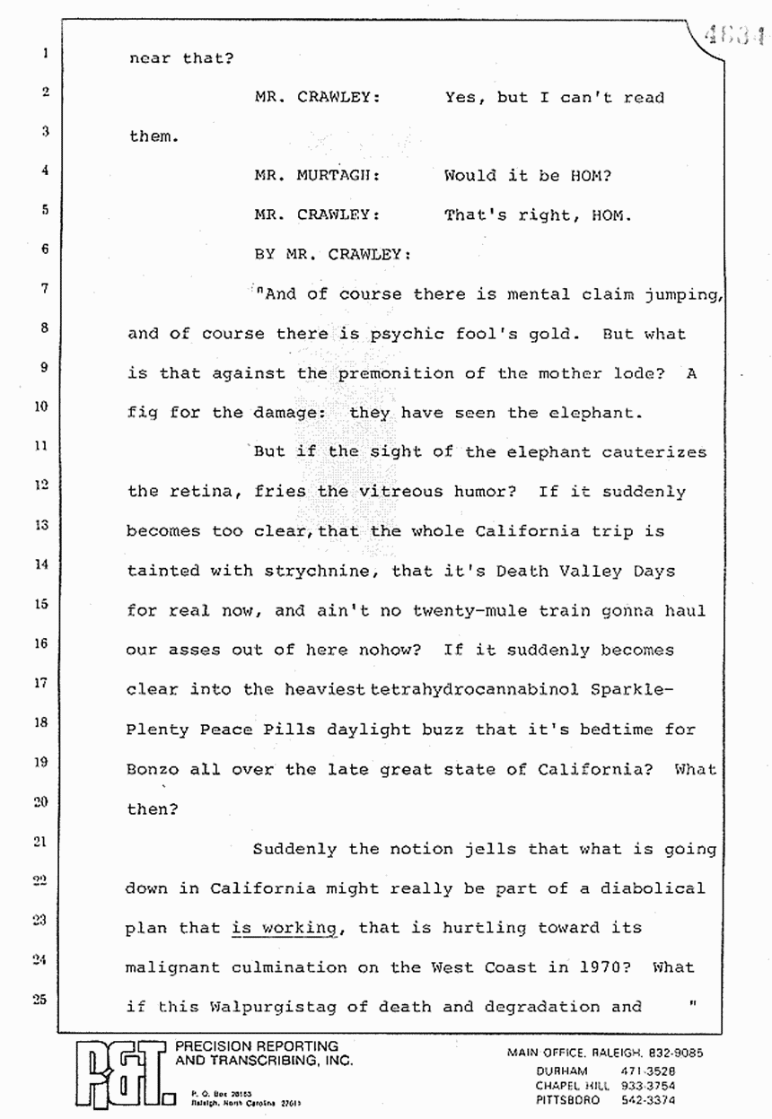 August 10, 1979: Reading of Jeffrey MacDonald's statements and Esquire magazine articles at trial, p. 25 of 151