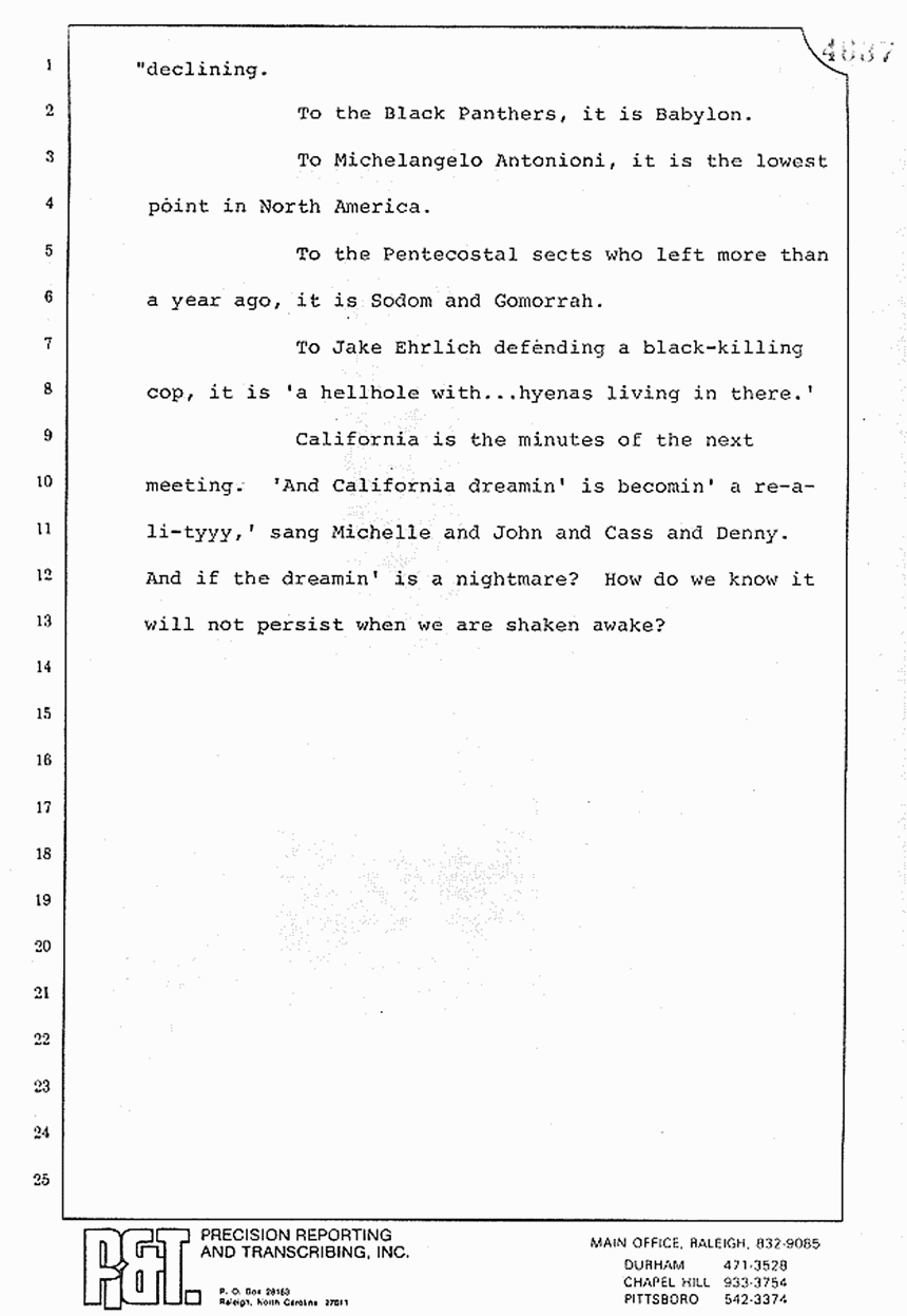 August 10, 1979: Reading of Jeffrey MacDonald's statements and Esquire magazine articles at trial, p. 28 of 151