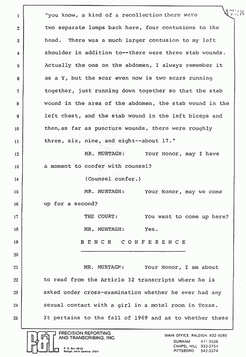 August 10, 1979: Reading of Jeffrey MacDonald's statements and Esquire magazine articles at trial, p. 119 of 151