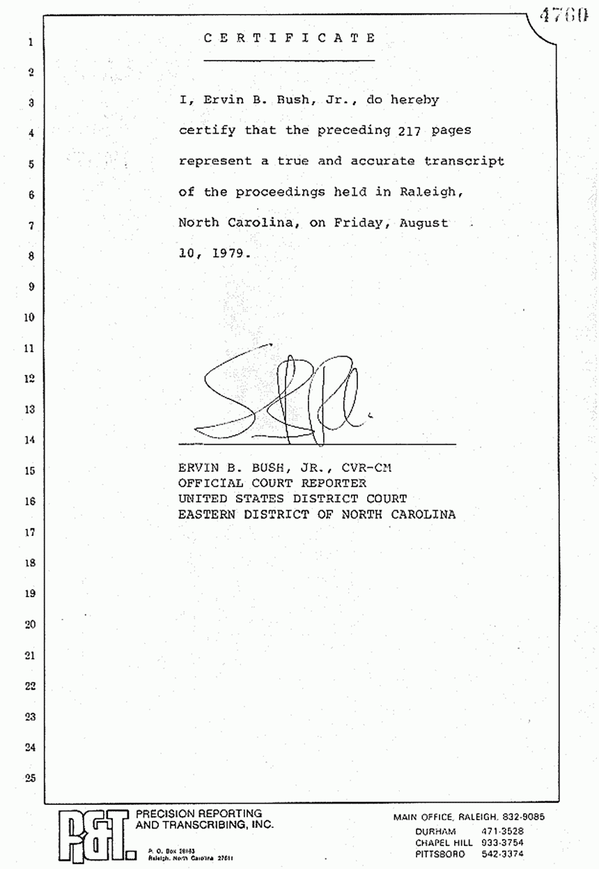 August 10, 1979: Reading of Jeffrey MacDonald's statements and Esquire magazine articles at trial, p. 151 of 151