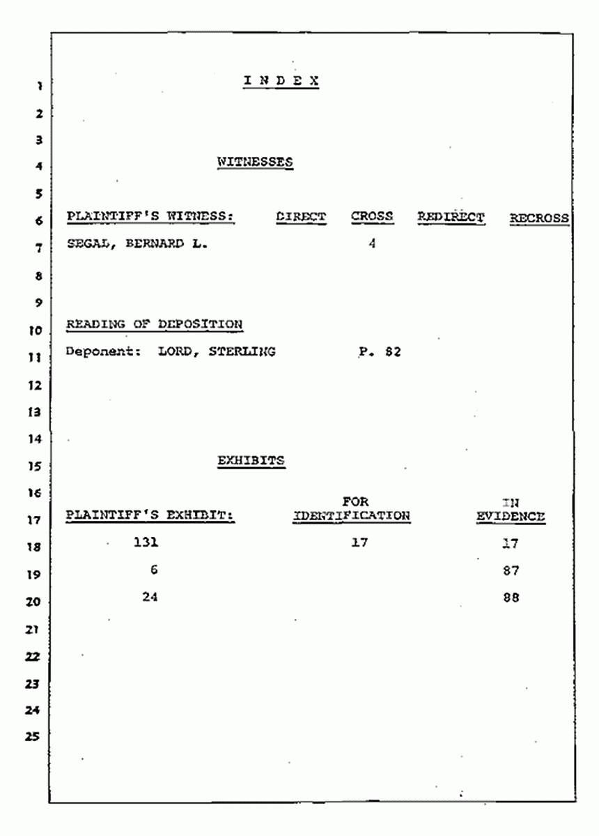 Los Angeles, California Civil Trial<br>Jeffrey MacDonald vs. Joe McGinniss<br><br>July 10, 1987:<br>Plaintiff's Witness: Bernard Segal, p. 3