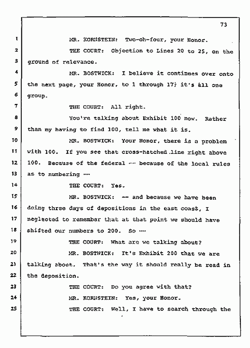 Los Angeles, California Civil Trial<br>Jeffrey MacDonald vs. Joe McGinniss<br><br>July 10, 1987:<br>Plaintiff's Witness: Bernard Segal, p. 73