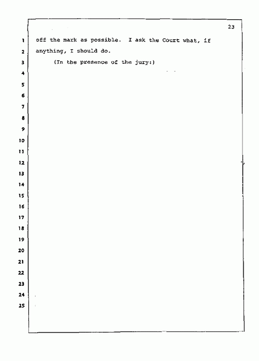 Los Angeles, California Civil Trial<br>Jeffrey MacDonald vs. Joe McGinniss<br><br>July 15, 1987:<br>Plaintiff's Witness: Melinda Stephens, p. 23
