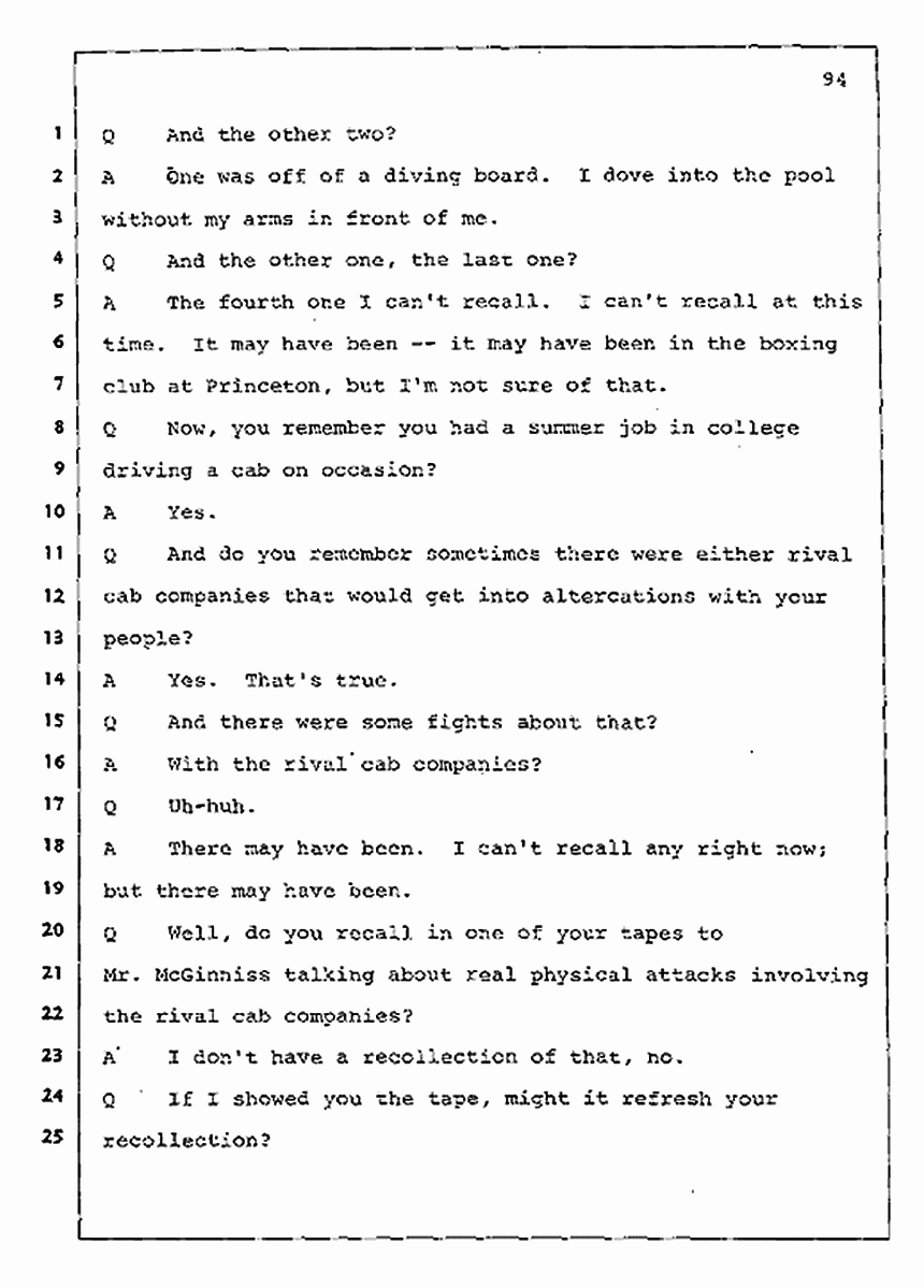 Los Angeles, California Civil Trial<br>Jeffrey MacDonald vs. Joe McGinniss<br><br>July 30, 1987:<br>Plaintiff's Witness: Jeffrey MacDonald, p. 94