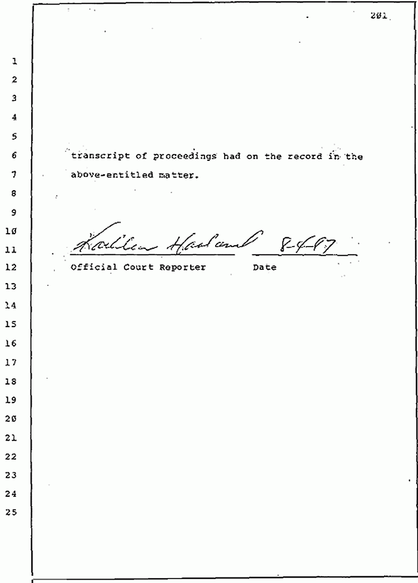Los Angeles, California Civil Trial<br>Jeffrey MacDonald vs. Joe McGinniss<br><br>July 30, 1987:<br>Plaintiff's Witness: Jeffrey MacDonald, p. 201