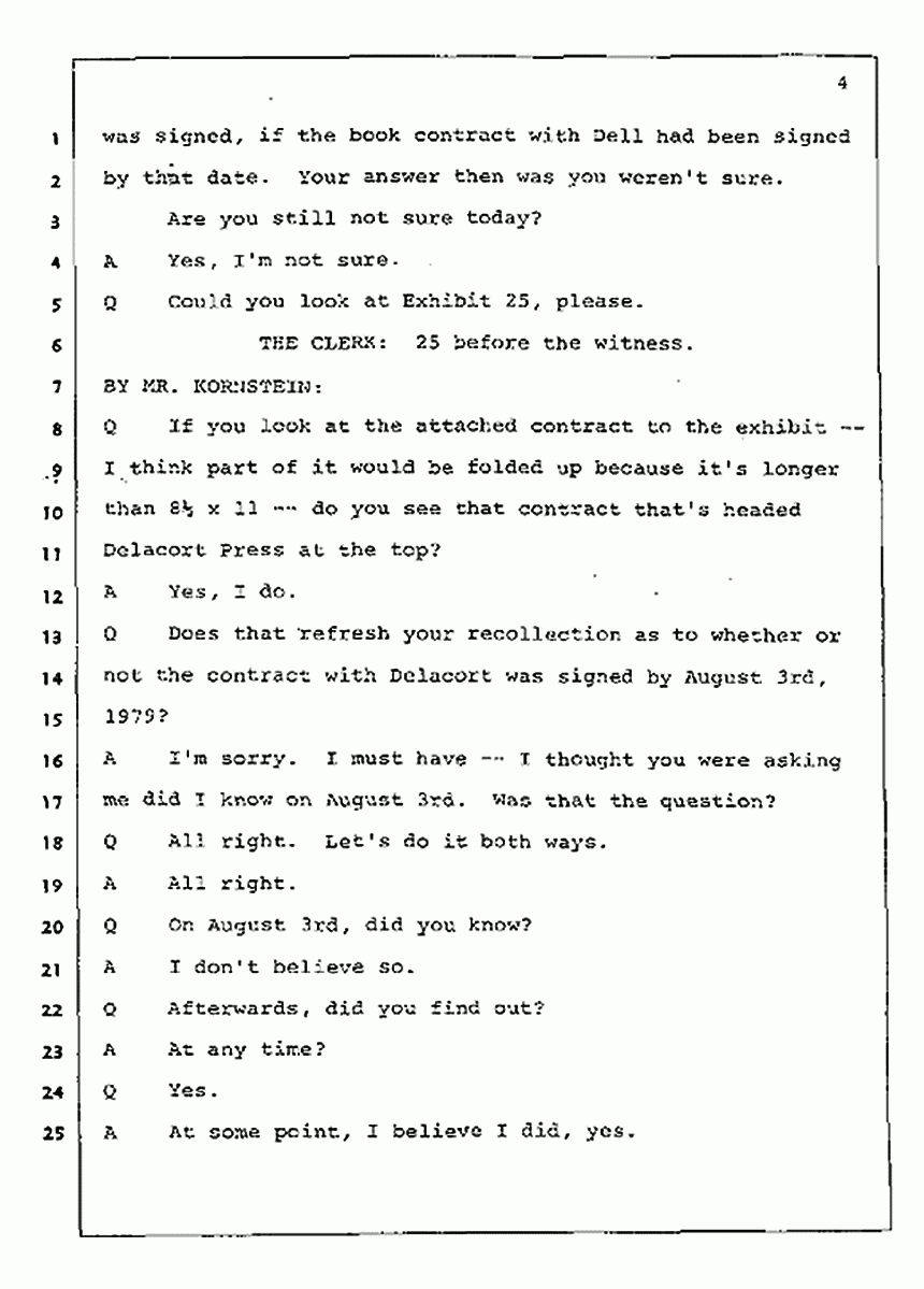Los Angeles, California Civil Trial<br>Jeffrey MacDonald vs. Joe McGinniss<br><br>July 31, 1987:<br>Plaintiff's Witness: Jeffrey MacDonald, p. 4