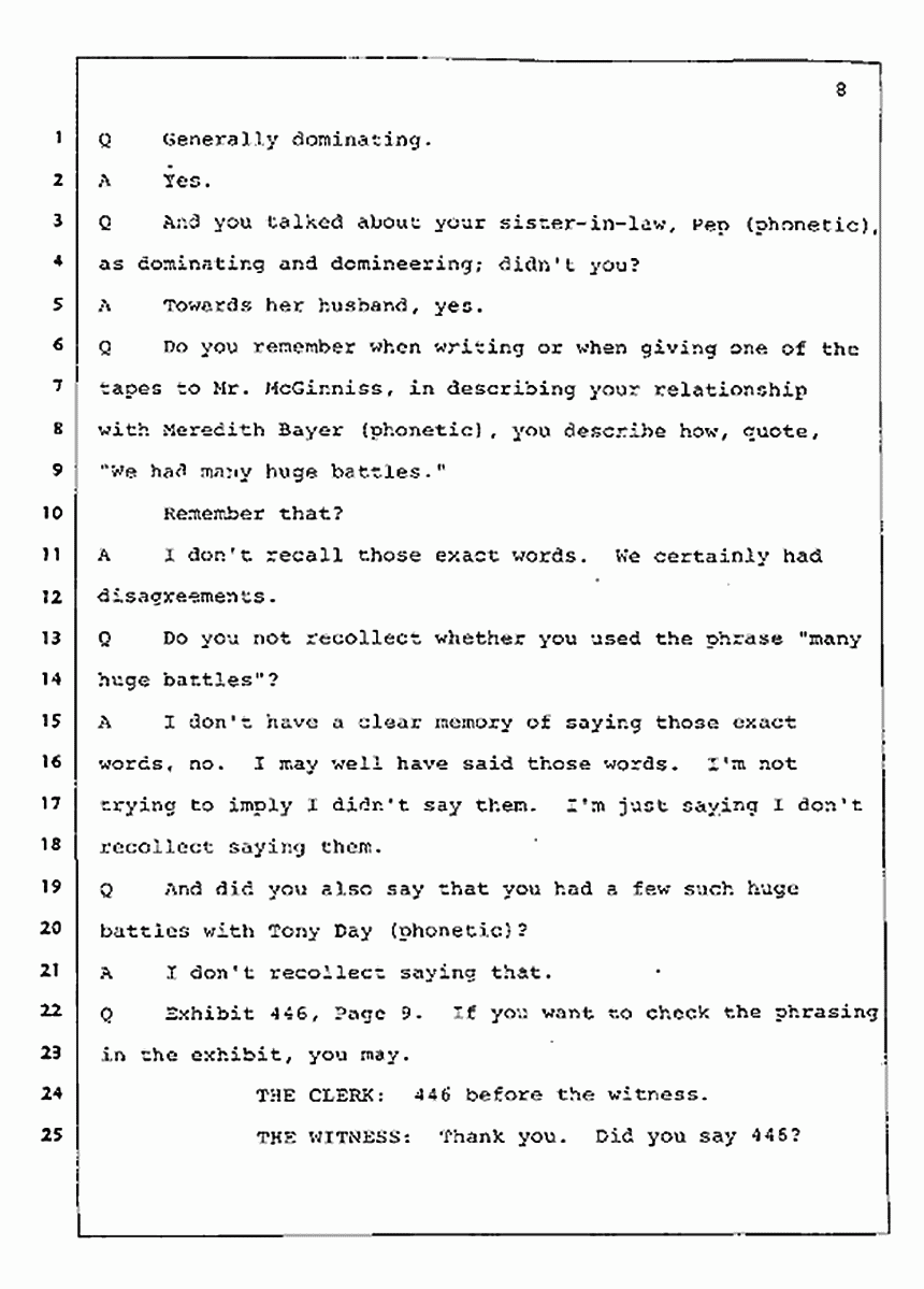 Los Angeles, California Civil Trial<br>Jeffrey MacDonald vs. Joe McGinniss<br><br>July 31, 1987:<br>Plaintiff's Witness: Jeffrey MacDonald, p. 8