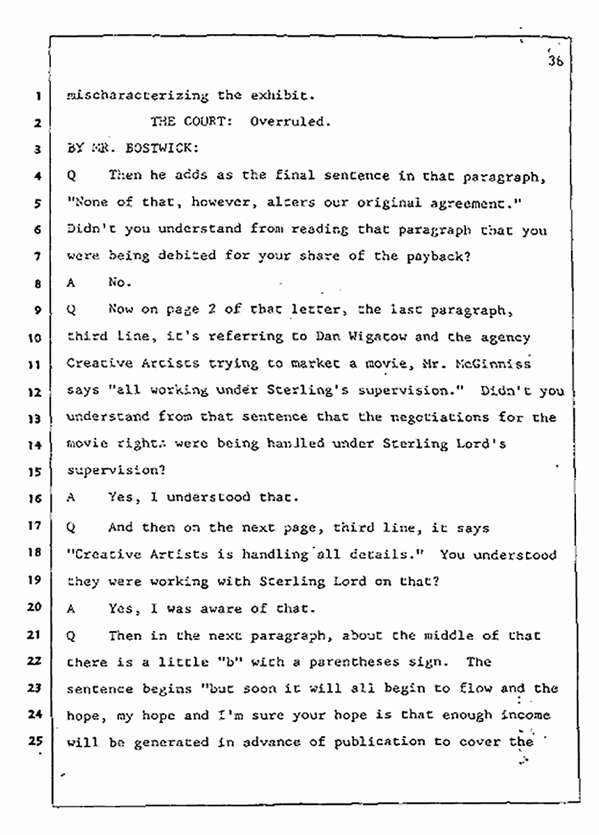 Los Angeles, California Civil Trial<br>Jeffrey MacDonald vs. Joe McGinniss<br><br>July 31, 1987:<br>Plaintiff's Witness: Jeffrey MacDonald, p. 38